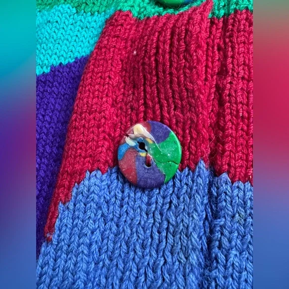 McWooligans Vintage 100% Wool Hand Knit Cardigan Sweater - Picture 8 of 14